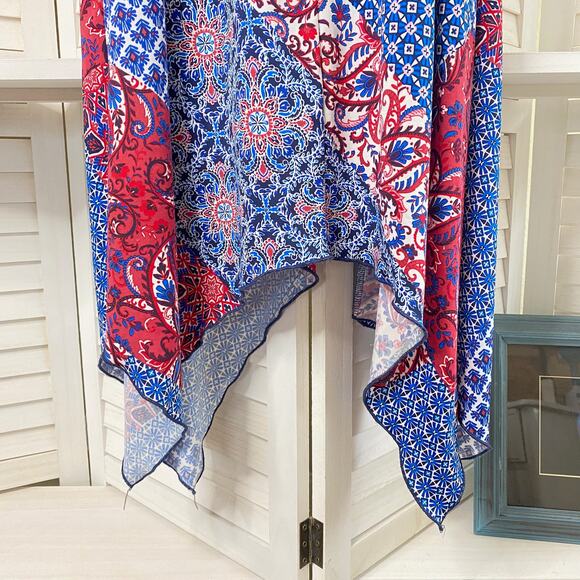 Nina Leonard Patchwork Handkerchief-Hem Midi Dress - Picture 4 of 8